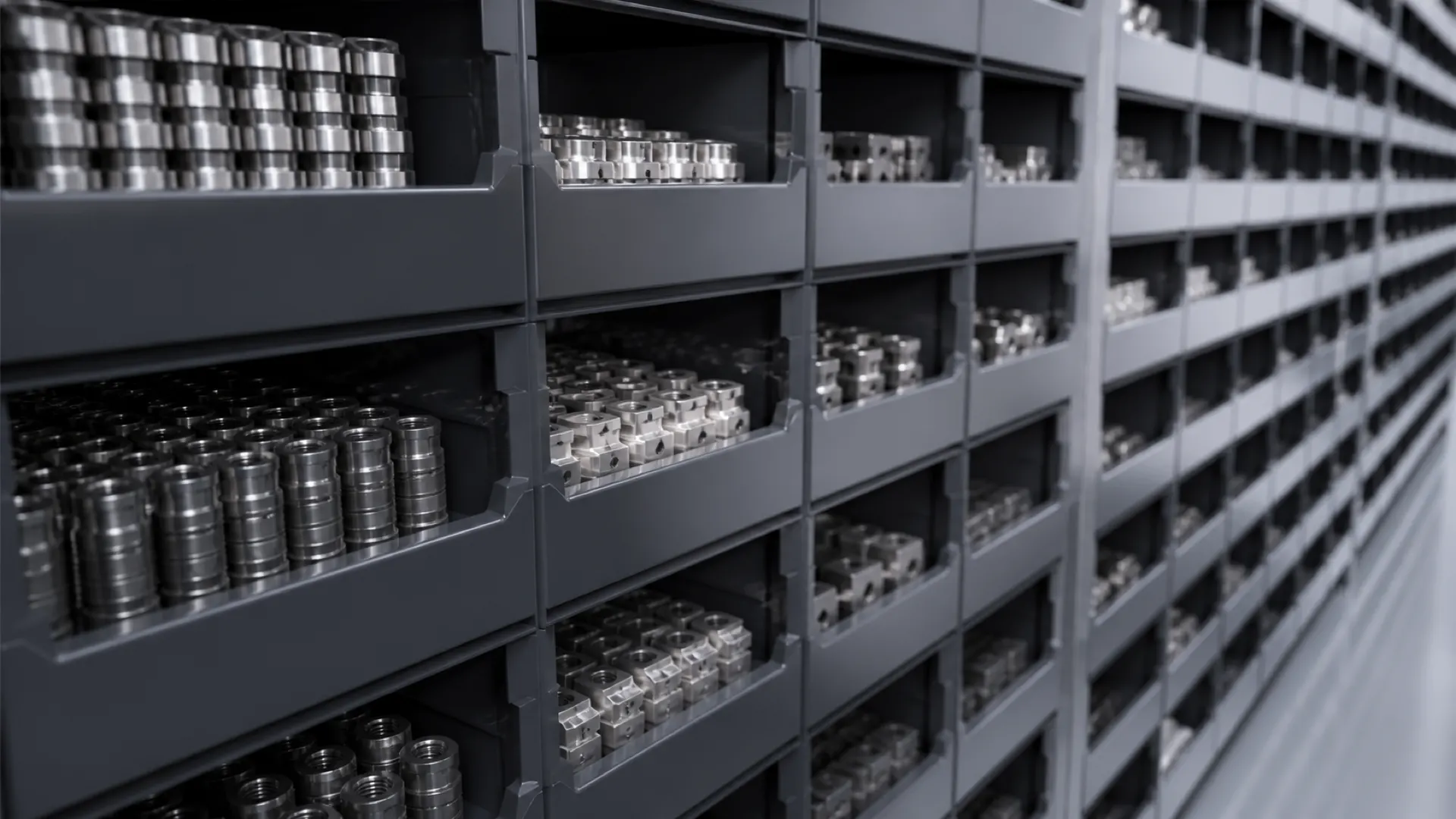Ordered anonymous machined parts in a clean storage system